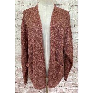 Double Zero Womens Audrey Sweater Cropped Open Front Indie Marled Pink Size S